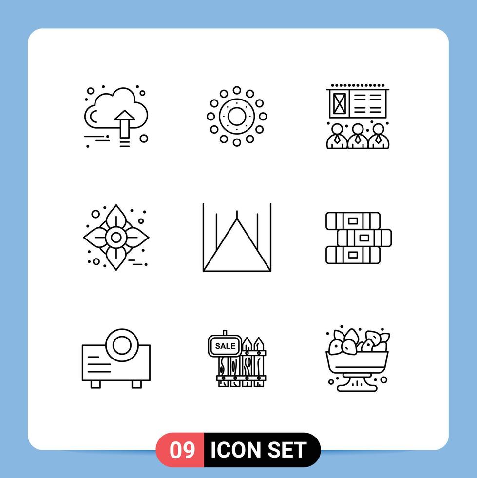 Stock Vector Icon Pack of 9 Line Signs and Symbols for islamabad monument thanksgiving easter flower thanksgiving Editable Vector Design Elements
