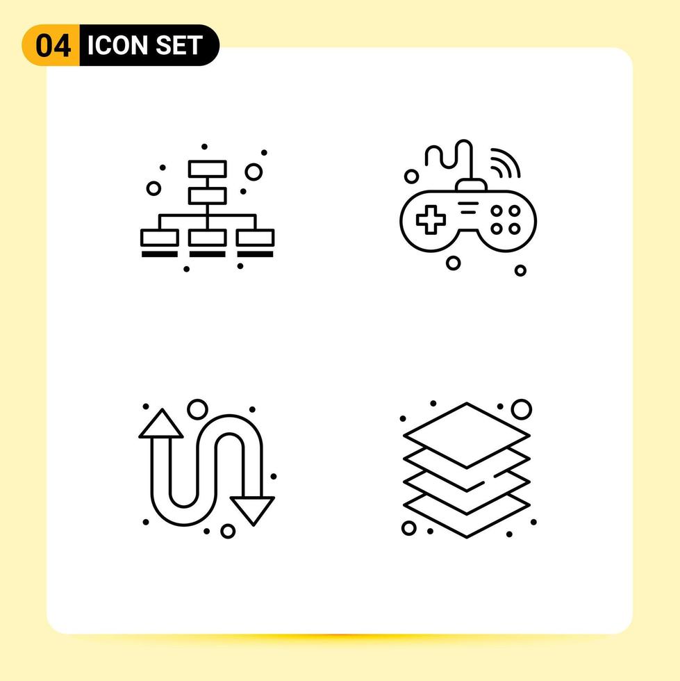 Group of 4 Modern Filledline Flat Colors Set for business repeat games things layer Editable Vector Design Elements