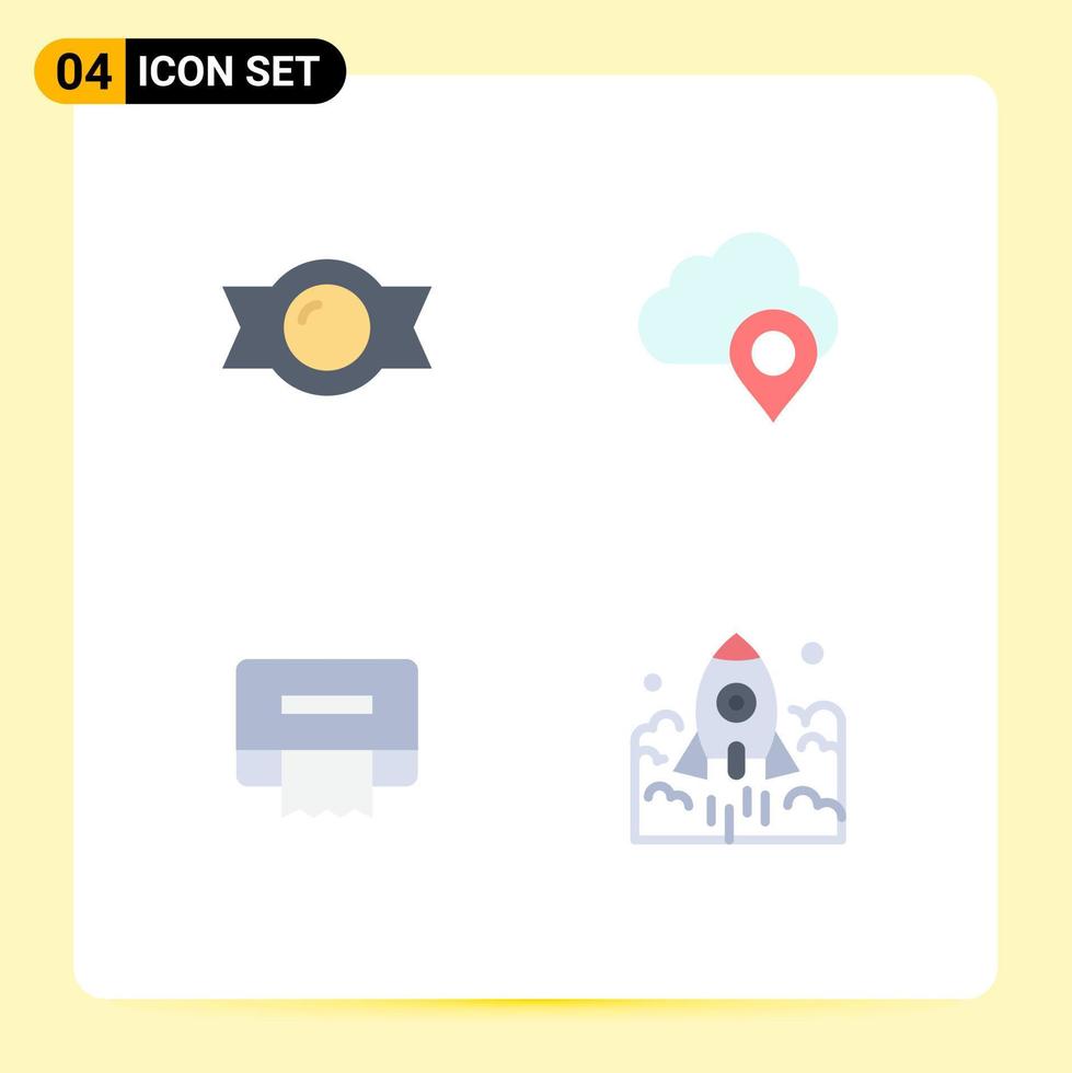 4 Creative Icons Modern Signs and Symbols of bonbon tissue cloud marker rocket Editable Vector Design Elements