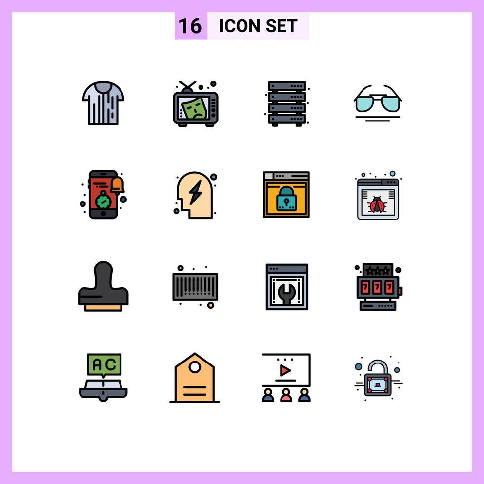 16 Creative Icons Modern Signs and Symbols of view galsses arts web server Editable Creative Vector Design Elements