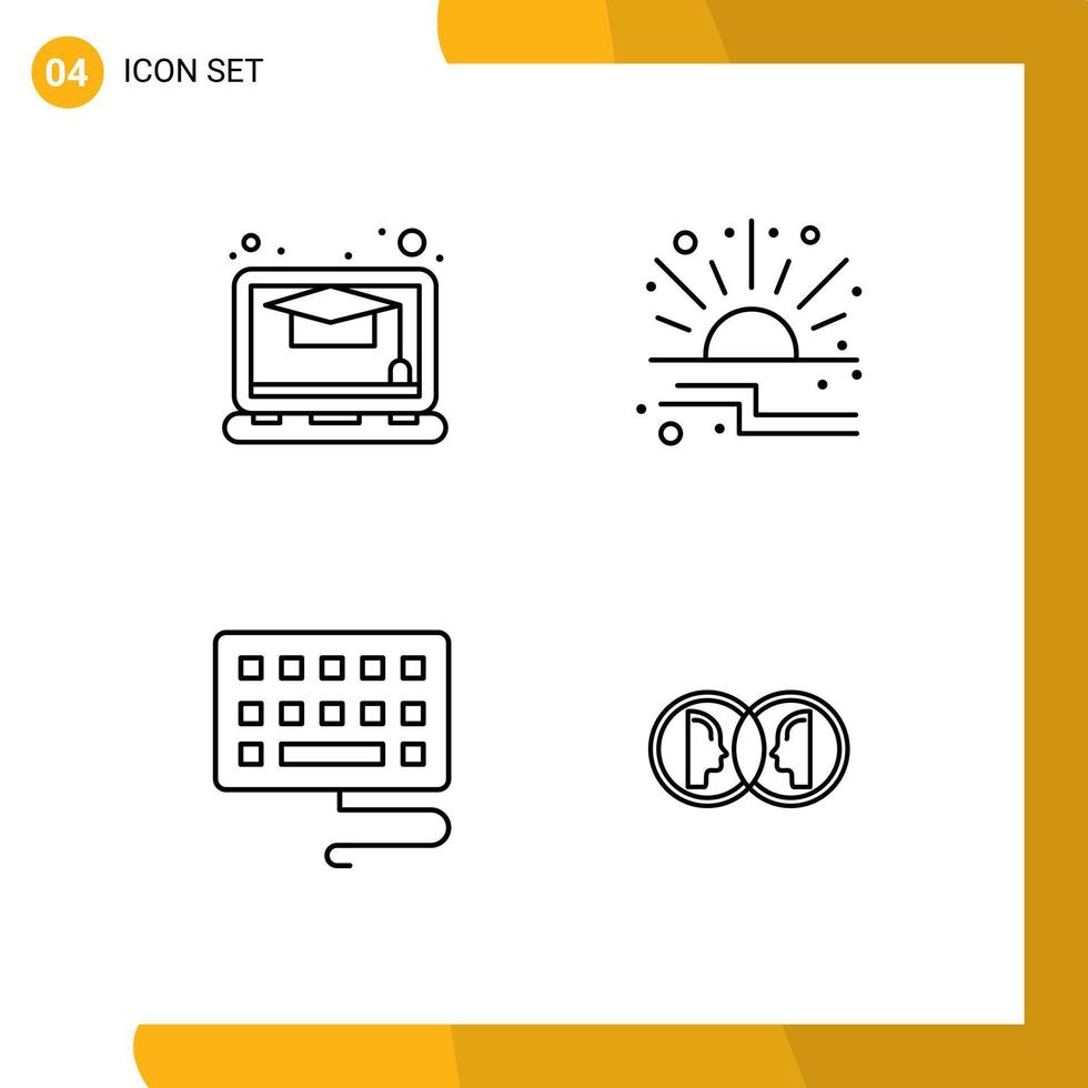 Modern Set of 4 Filledline Flat Colors and symbols such as education coin discount sale dual Editable Vector Design Elements