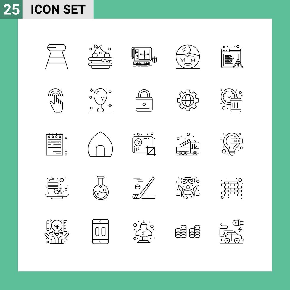 conjunto de 25 iconos de interfaz de usuario modernos símbolos signos para alerta de error elemento gráfico spa elementos de diseño vectorial editables vector