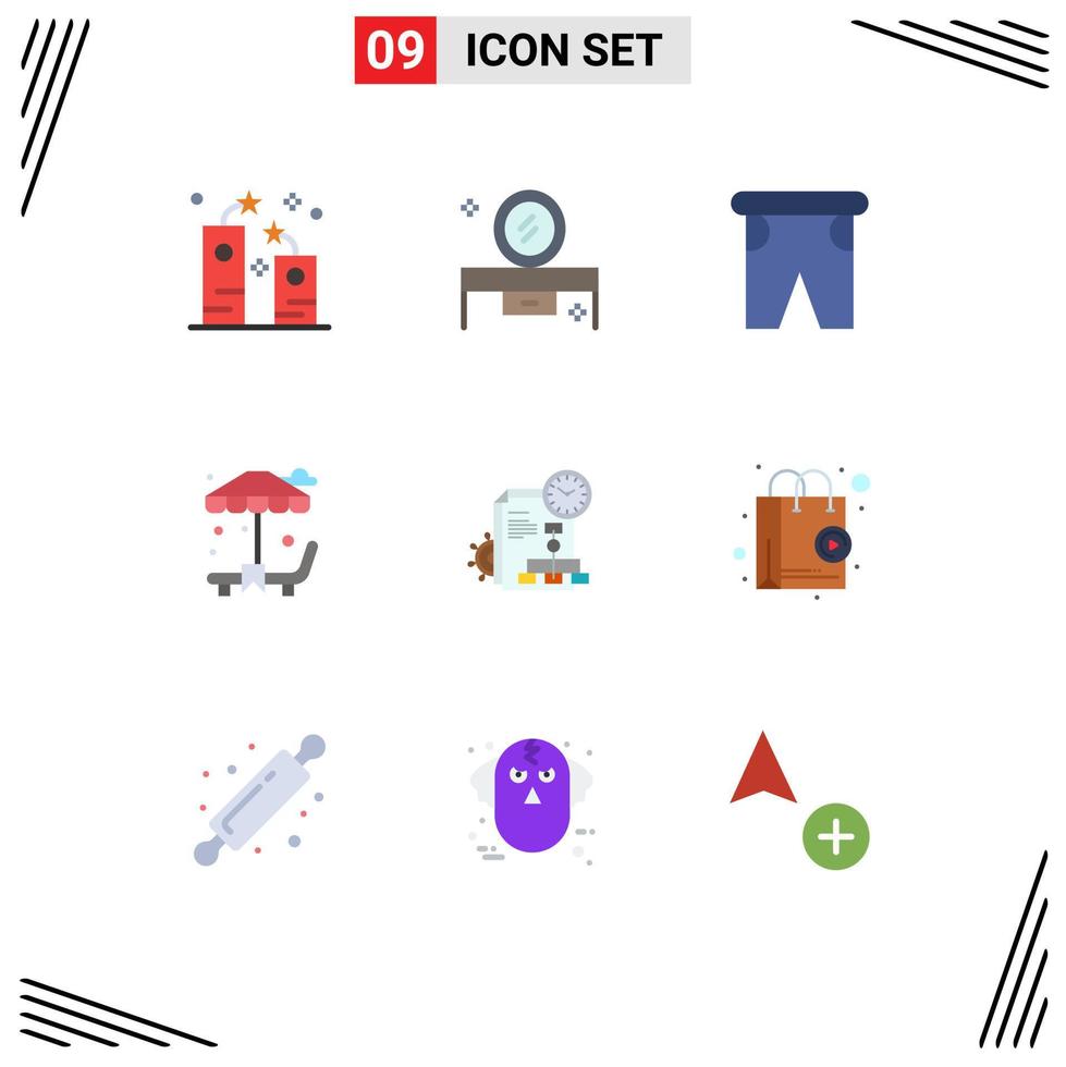 9 Universal Flat Colors Set for Web and Mobile Applications garden sun bed lowboy table traveling pants Editable Vector Design Elements