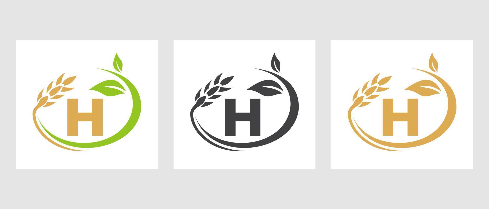 logotipo de la letra h agricultura. agronegocios, plantilla de diseño de granjas ecológicas vector