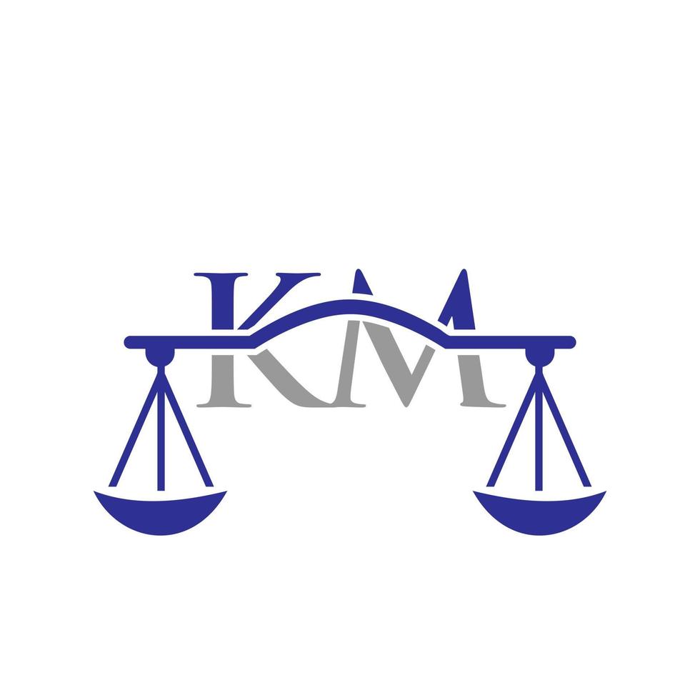 Letter KM Law Firm Logo Design For Lawyer, Justice, Law Attorney, Legal, Lawyer Service, Law Office, Scale, Law firm, Attorney Corporate Business vector