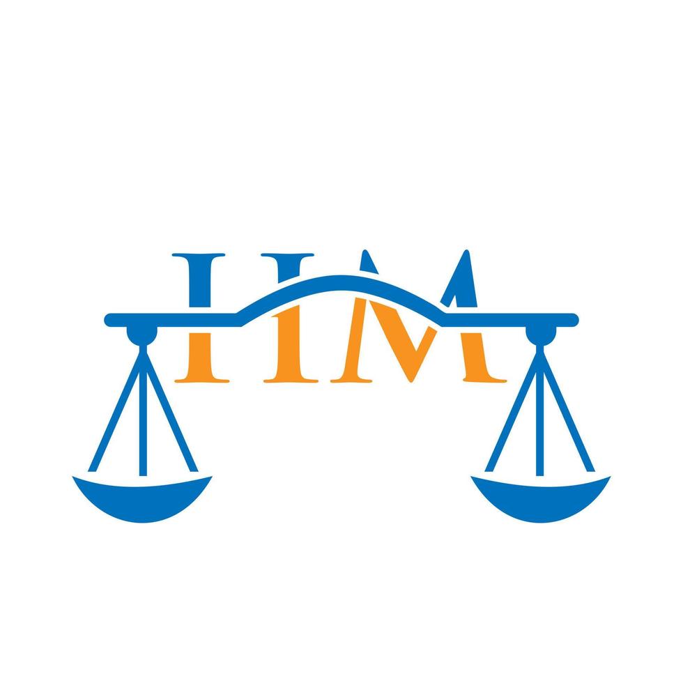 Letter HM Law Firm Logo Design For Lawyer, Justice, Law Attorney, Legal, Lawyer Service, Law Office, Scale, Law firm, Attorney Corporate Business vector