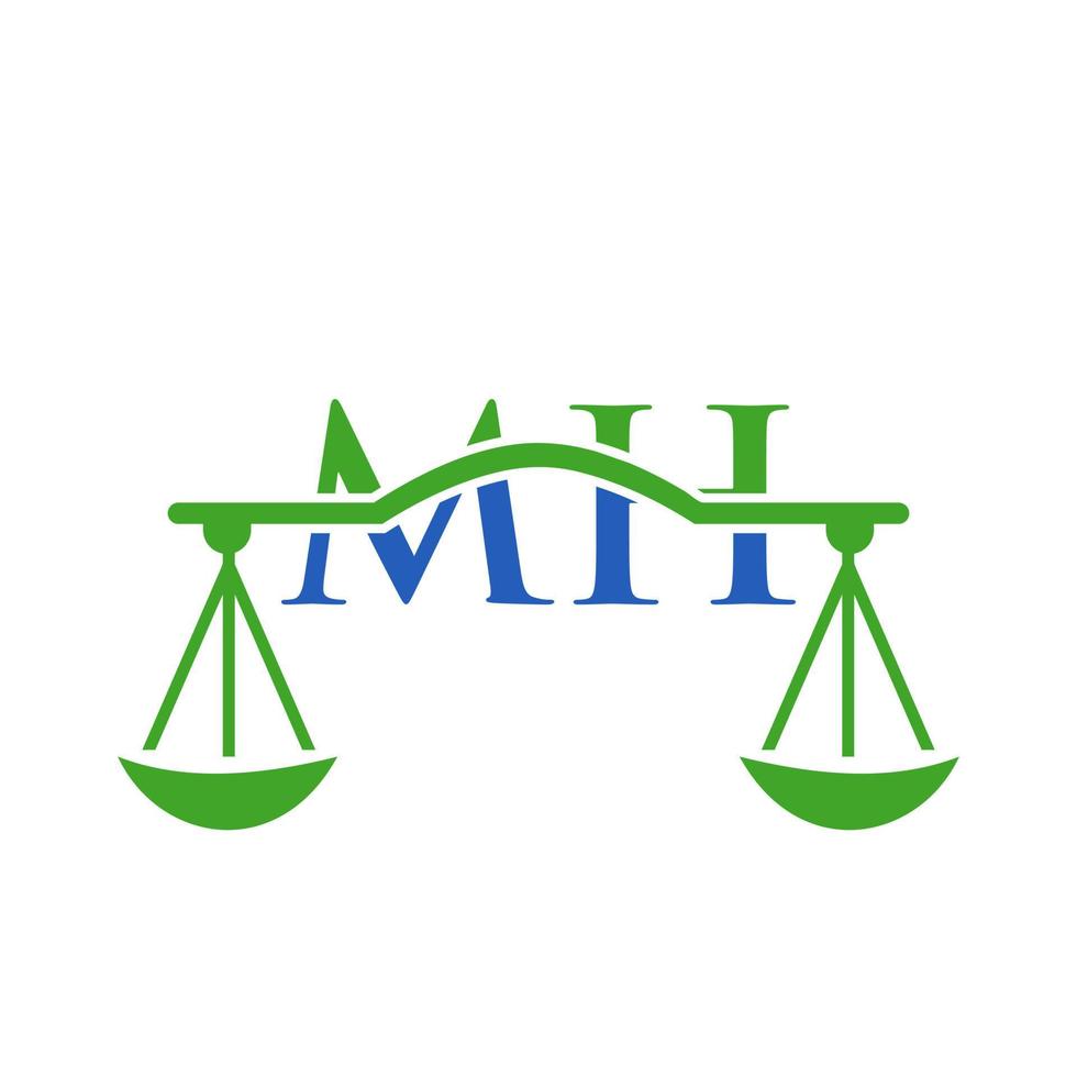 Letter MH Law Firm Logo Design For Lawyer, Justice, Law Attorney, Legal, Lawyer Service, Law Office, Scale, Law firm, Attorney Corporate Business vector