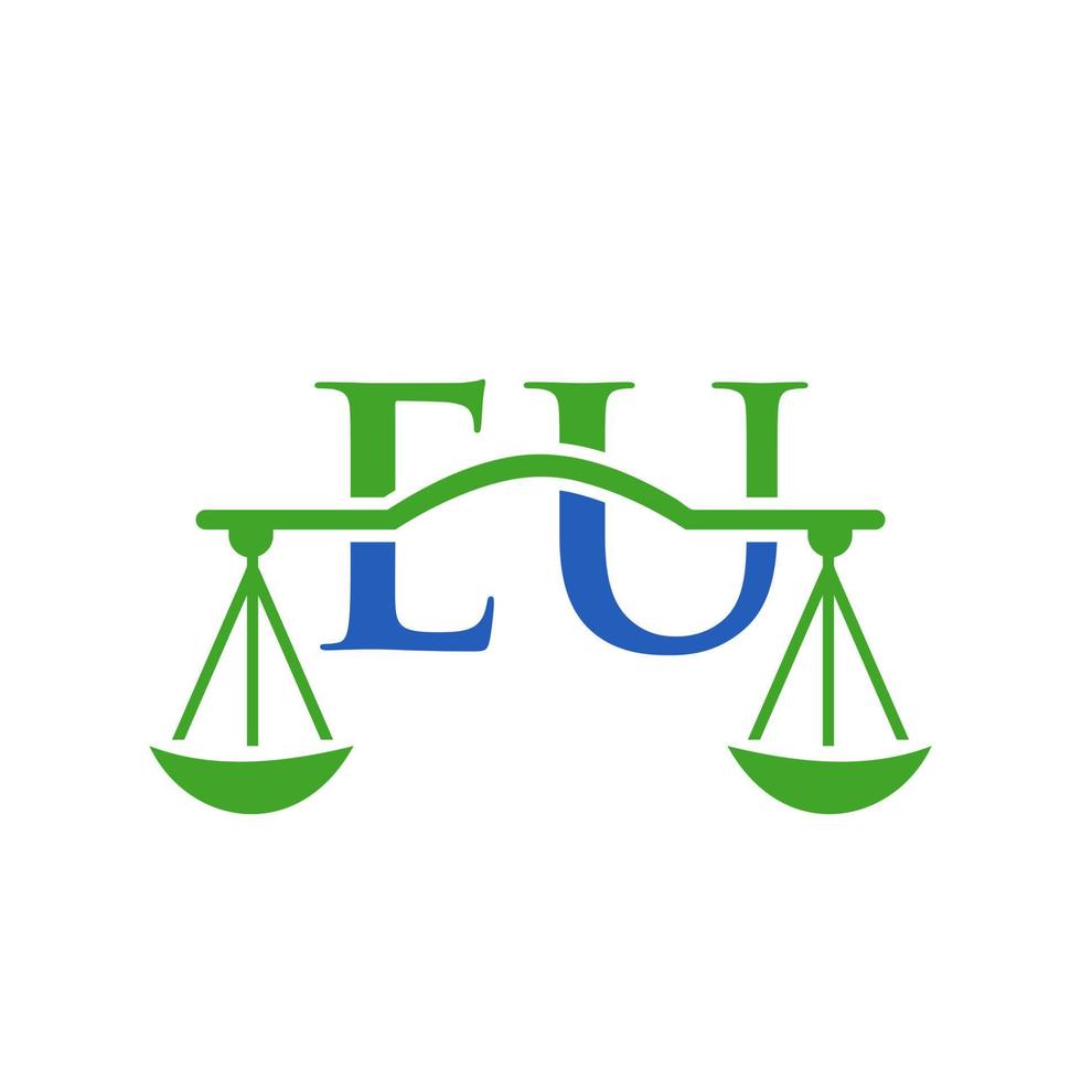 diseño de logotipo de bufete de abogados de carta eu para abogado, justicia, abogado de derecho, legal, servicio de abogado, bufete de abogados, escala, bufete de abogados, abogado de negocios corporativos vector