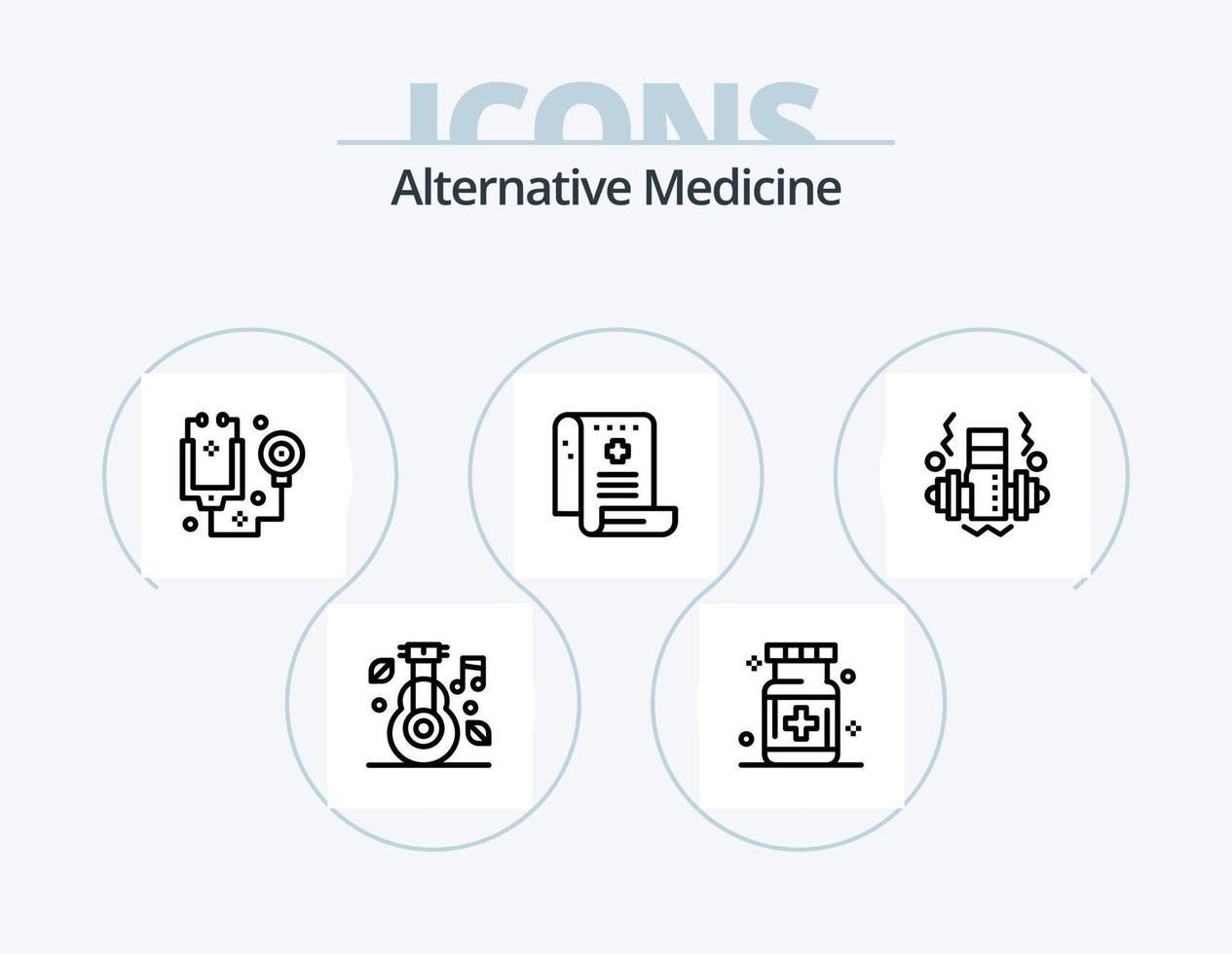 paquete de iconos de línea de medicina alternativa 5 diseño de iconos. medicamento. cuidado de la salud. medicamento. salud. herramientas vector