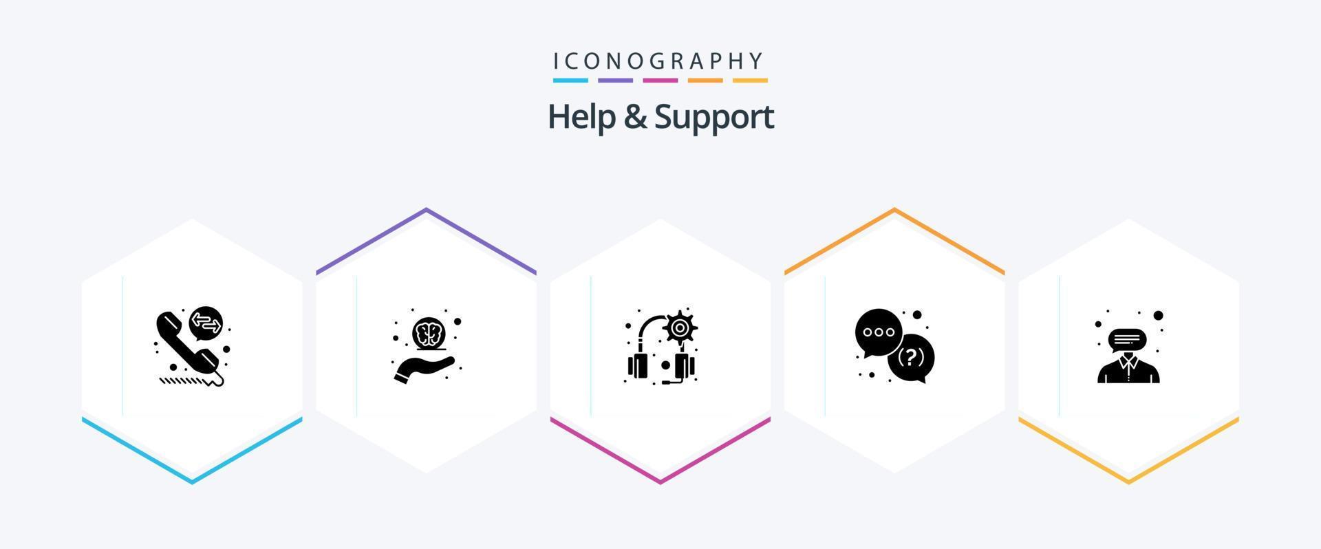 Help And Support 25 Glyph icon pack including support. customer. headphones. consultant. service vector