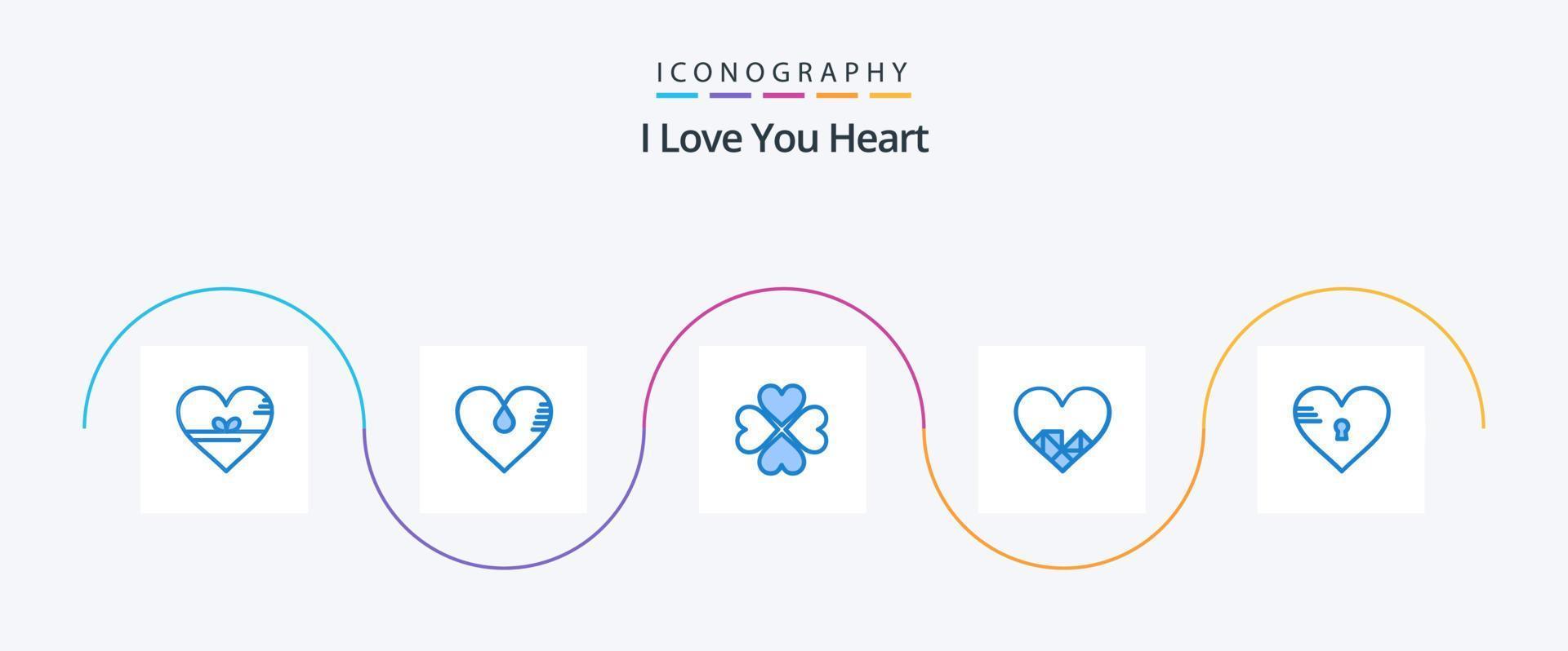 Heart Blue 5 Icon Pack Including love. secure. favorite. lock. like vector