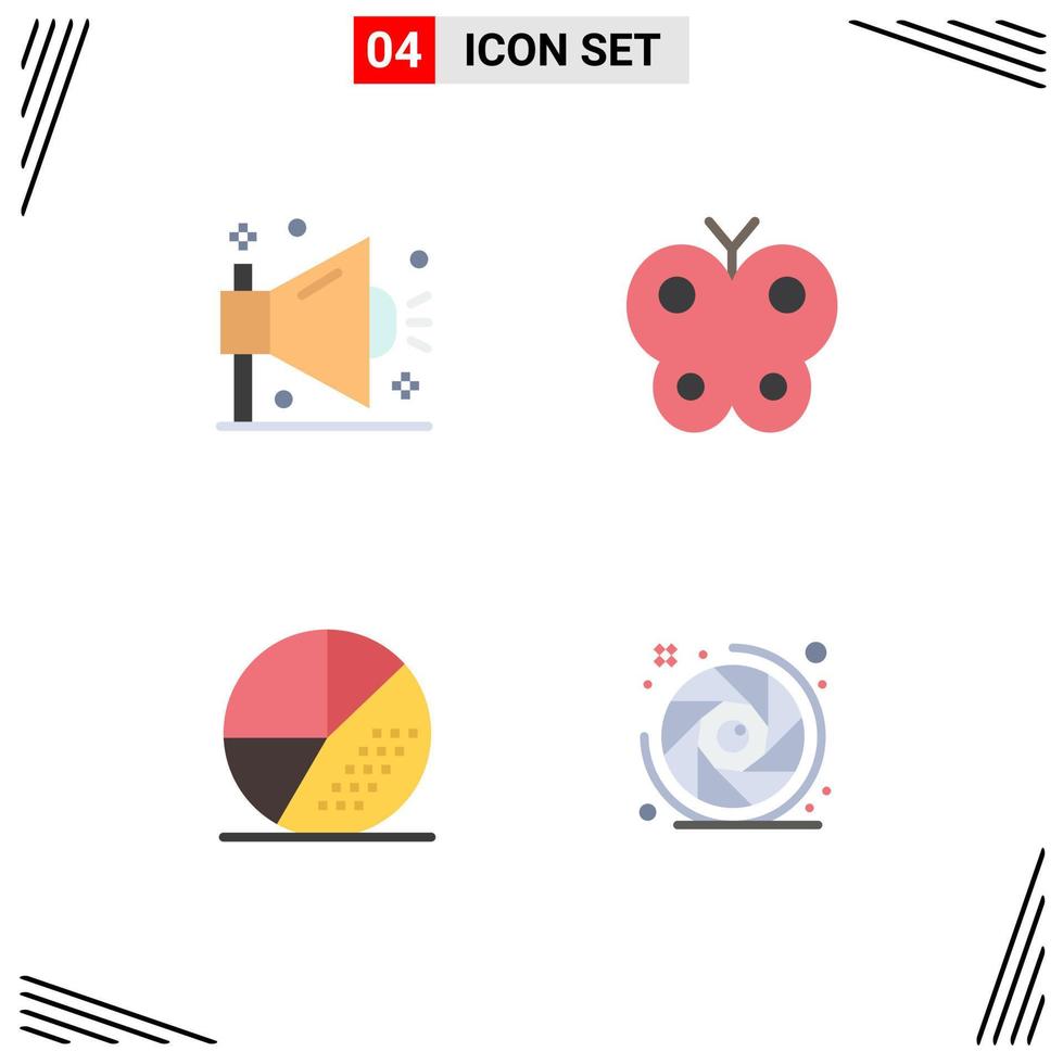 Set of 4 Commercial Flat Icons pack for business engine seo butterfly optimization Editable Vector Design Elements