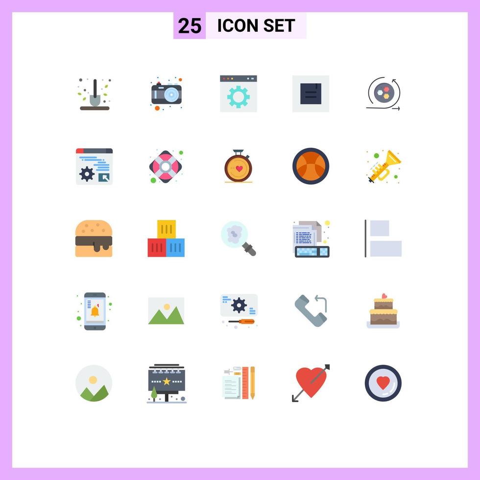 Pictogram Set of 25 Simple Flat Colors of window layout travel setting interface Editable Vector Design Elements