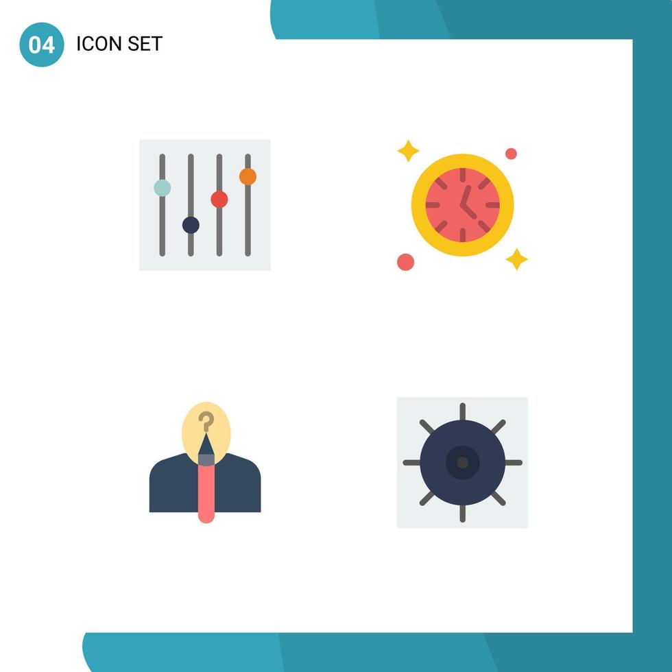Stock Vector Icon Pack of 4 Line Signs and Symbols for controls authorship watch anonymous control Editable Vector Design Elements
