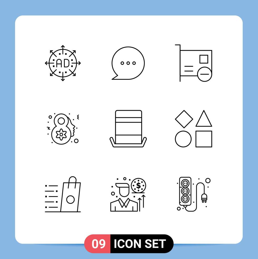9 Outline concept for Websites Mobile and Apps hat celebrate card female pci Editable Vector Design Elements
