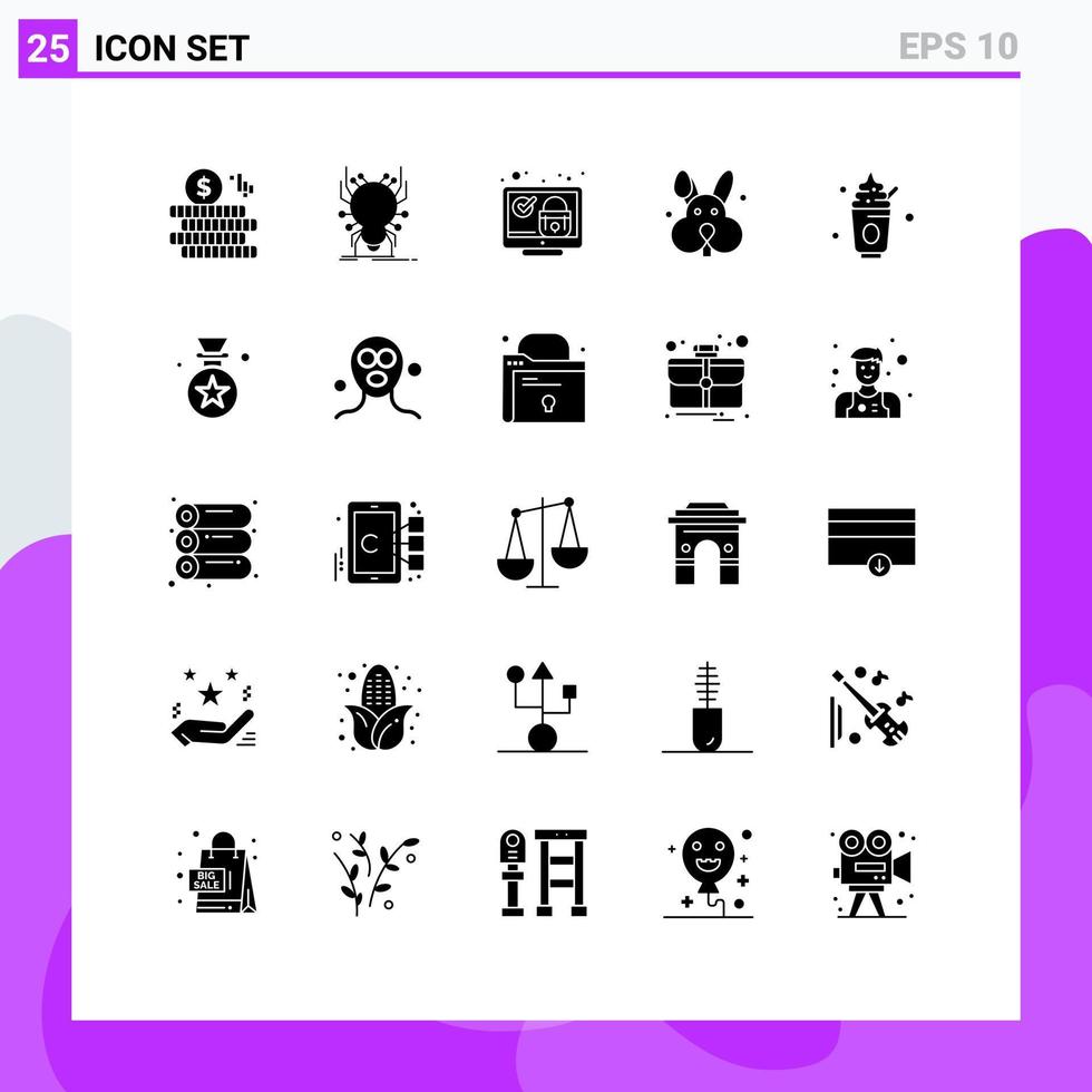 paquete de iconos de vector de stock de 25 signos y símbolos de línea para elementos de diseño de vector editables de seguridad de pascua de bloqueo de conejo de fiesta