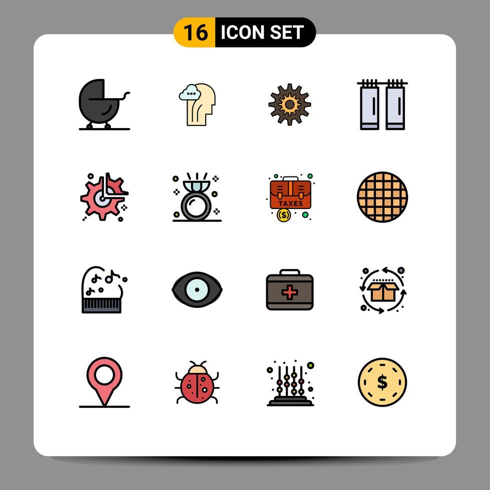 Stock Vector Icon Pack of 16 Line Signs and Symbols for interior bathroom settings work system Editable Creative Vector Design Elements