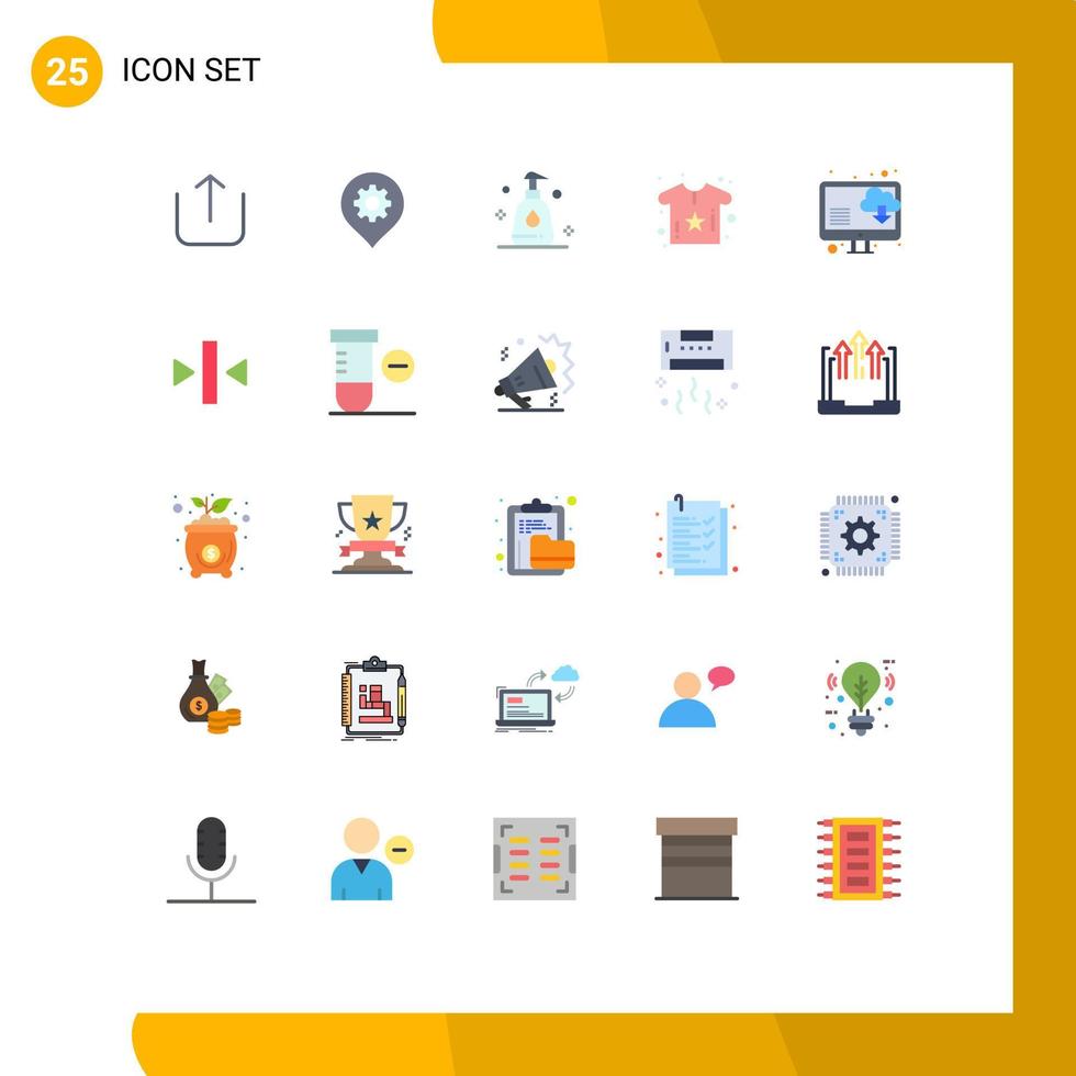 paquete de 25 signos y símbolos de colores planos modernos para medios de impresión web, como elementos de diseño de vectores editables de flor de nube de aerosol de computadora de juego