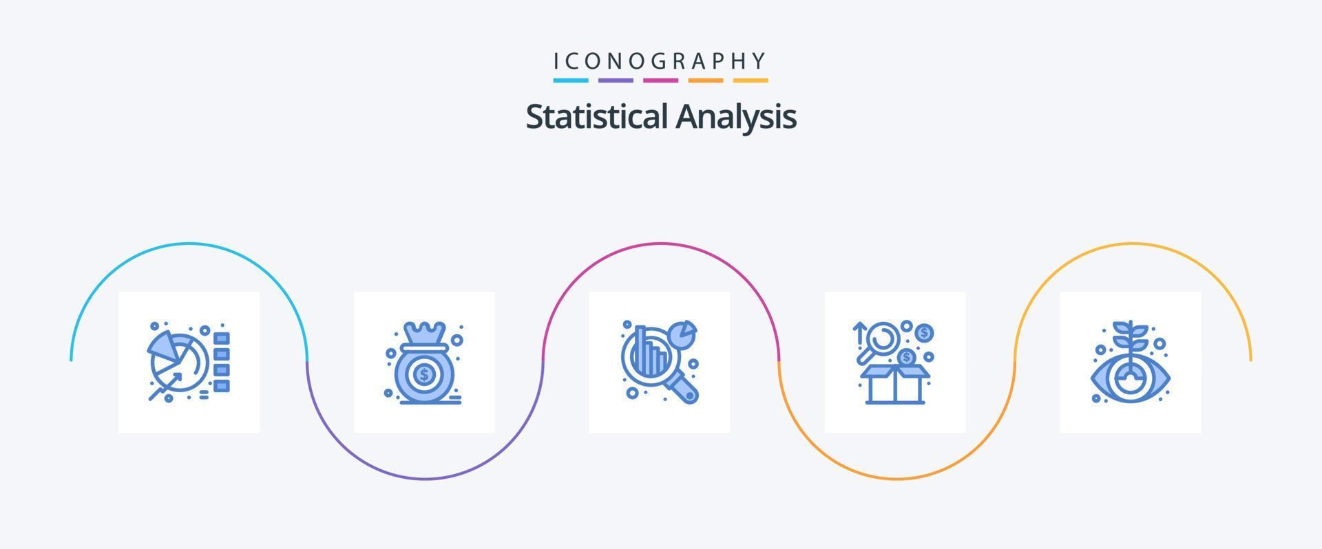 Statistical Analysis Blue 5 Icon Pack Including business. graph. growth. chart. analysis vector