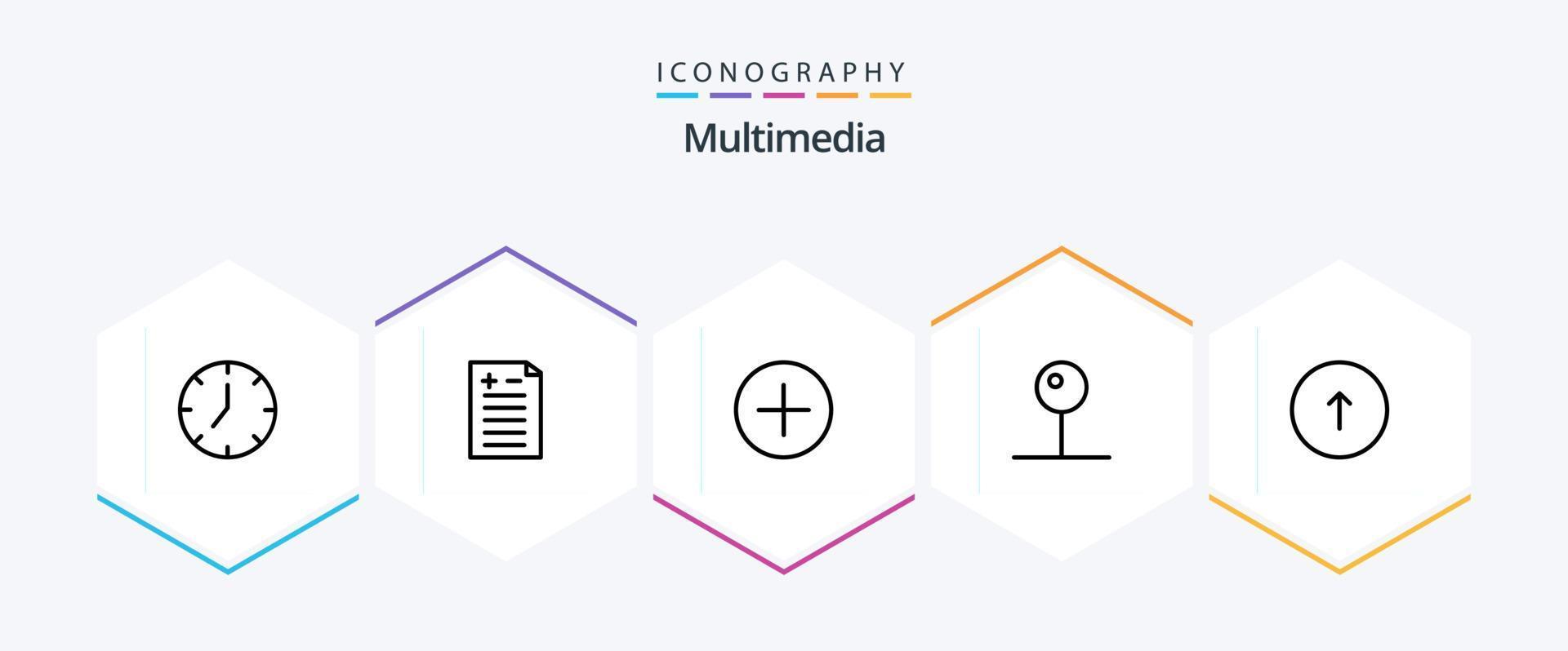 Multimedia 25 Line icon pack including communication. arrow. media. multimedia. media vector