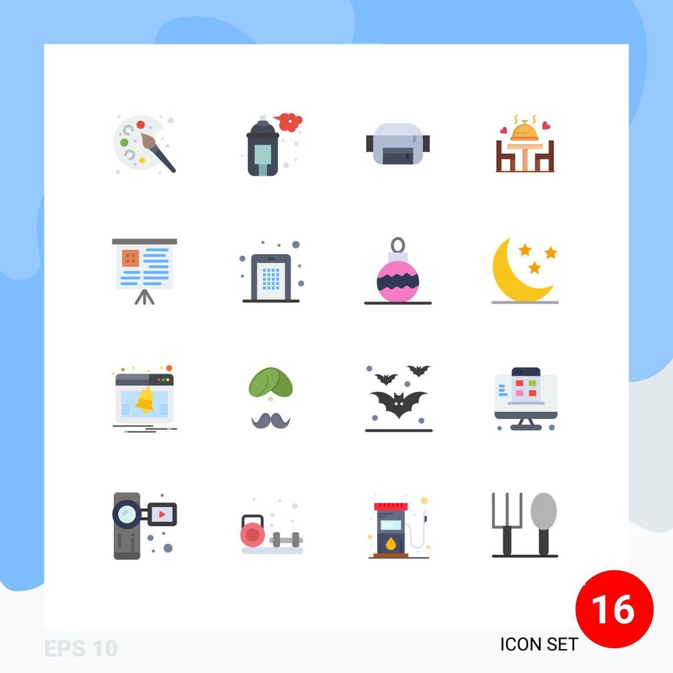 16 Universal Flat Color Signs Symbols of code chart bag board wedding Editable Pack of Creative Vector Design Elements