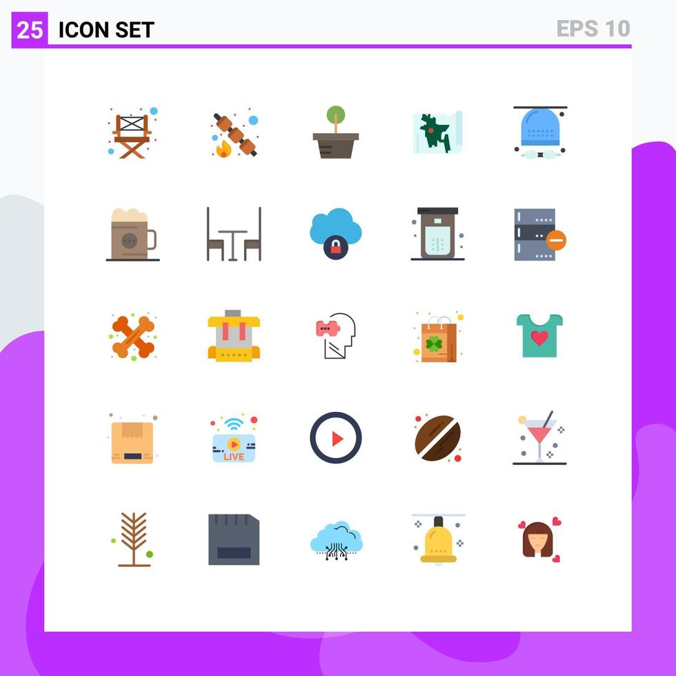 Pictogram Set of 25 Simple Flat Colors of glasses athletics tree activities world Editable Vector Design Elements