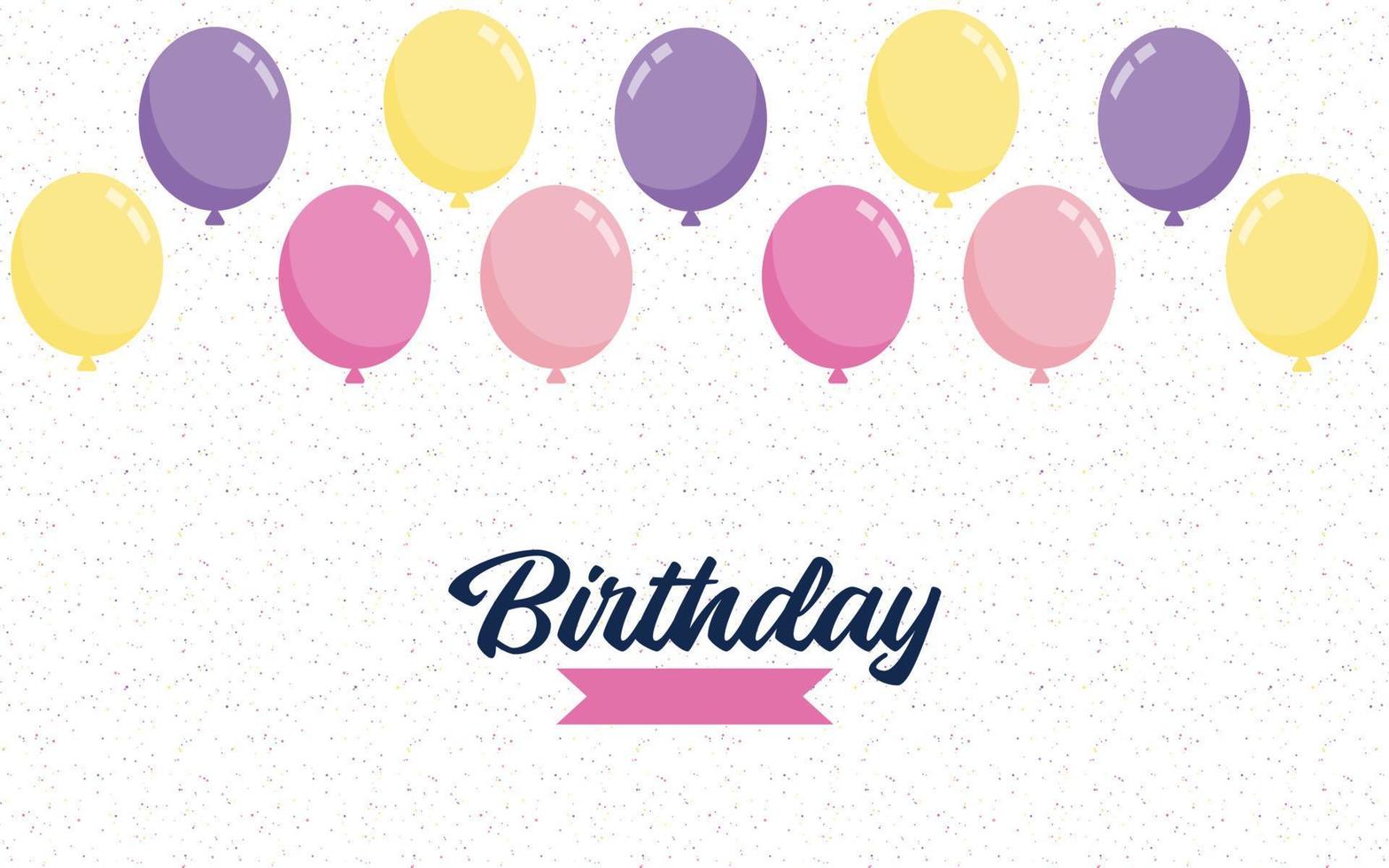 banner de texto de letras de feliz cumpleaños con fondo de globo vector