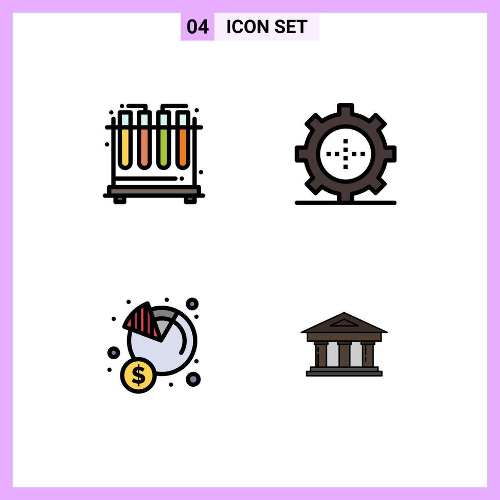 Stock Vector Icon Pack of 4 Line Signs and Symbols for chemistry gross devices technology money Editable Vector Design Elements