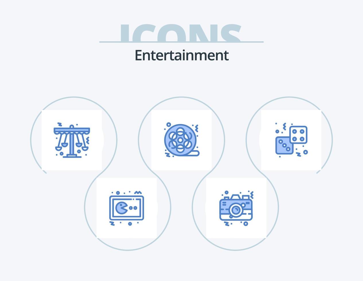 Entertainment Blue Icon Pack 5 Icon Design. cinema. film. picture. entertainment. play vector