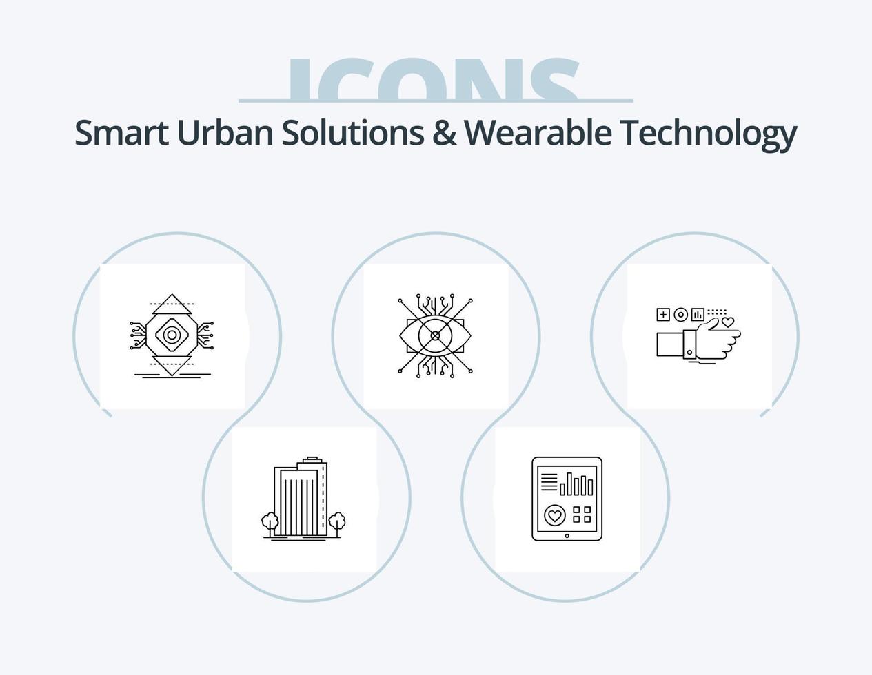 Smart Urban Solutions And Wearable Technology Line Icon Pack 5 Icon Design. watch. smart watch. alert. patient report. heart vector