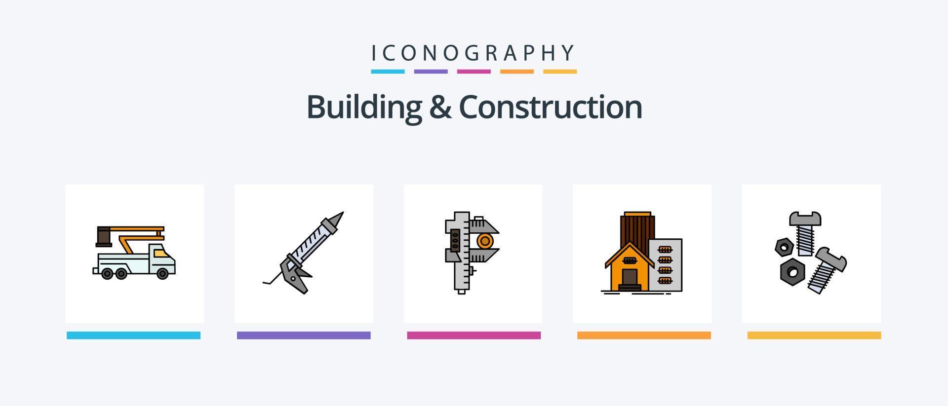 Building And Construction Line Filled 5 Icon Pack Including tape. measure. crimping. tools. nut. Creative Icons Design vector