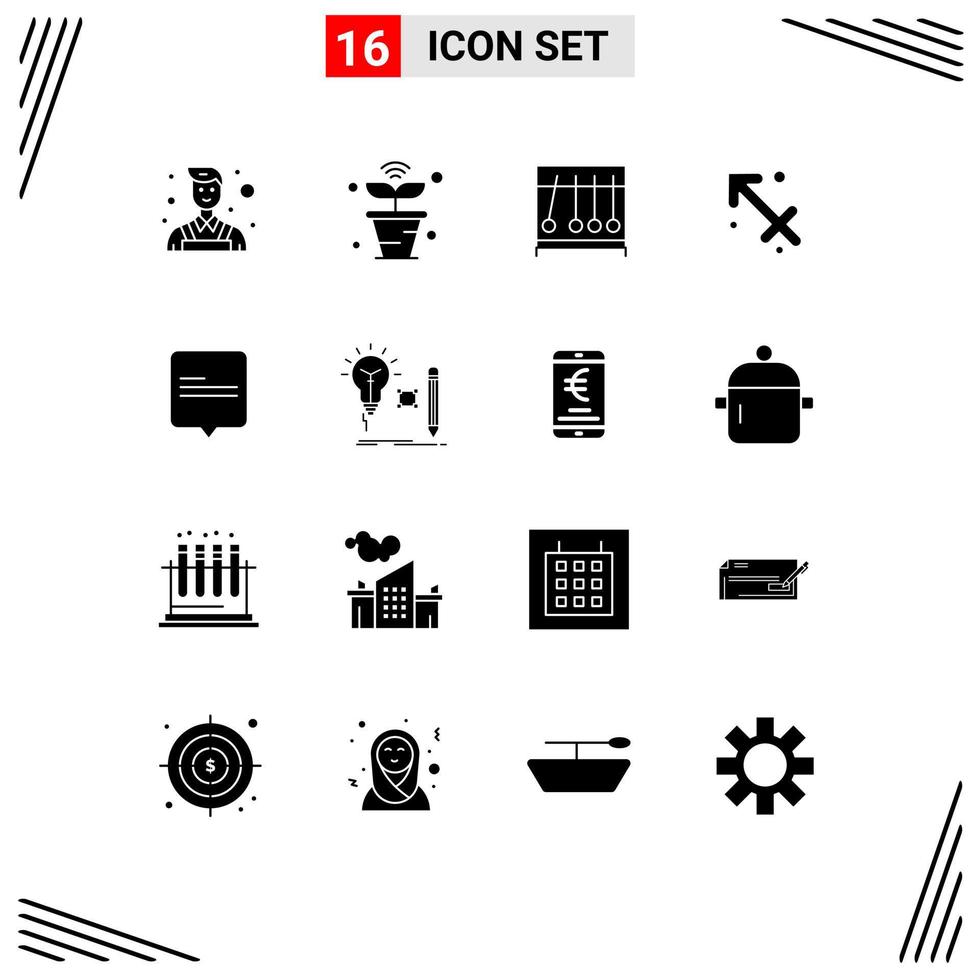 16 User Interface Solid Glyph Pack of modern Signs and Symbols of comment greece perpecul zodiac astrology Editable Vector Design Elements