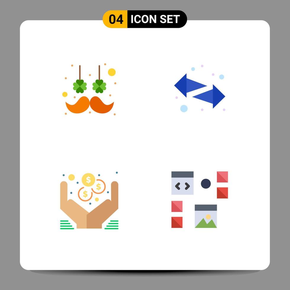 Pack of 4 Modern Flat Icons Signs and Symbols for Web Print Media such as facial hair hands flower left online Editable Vector Design Elements