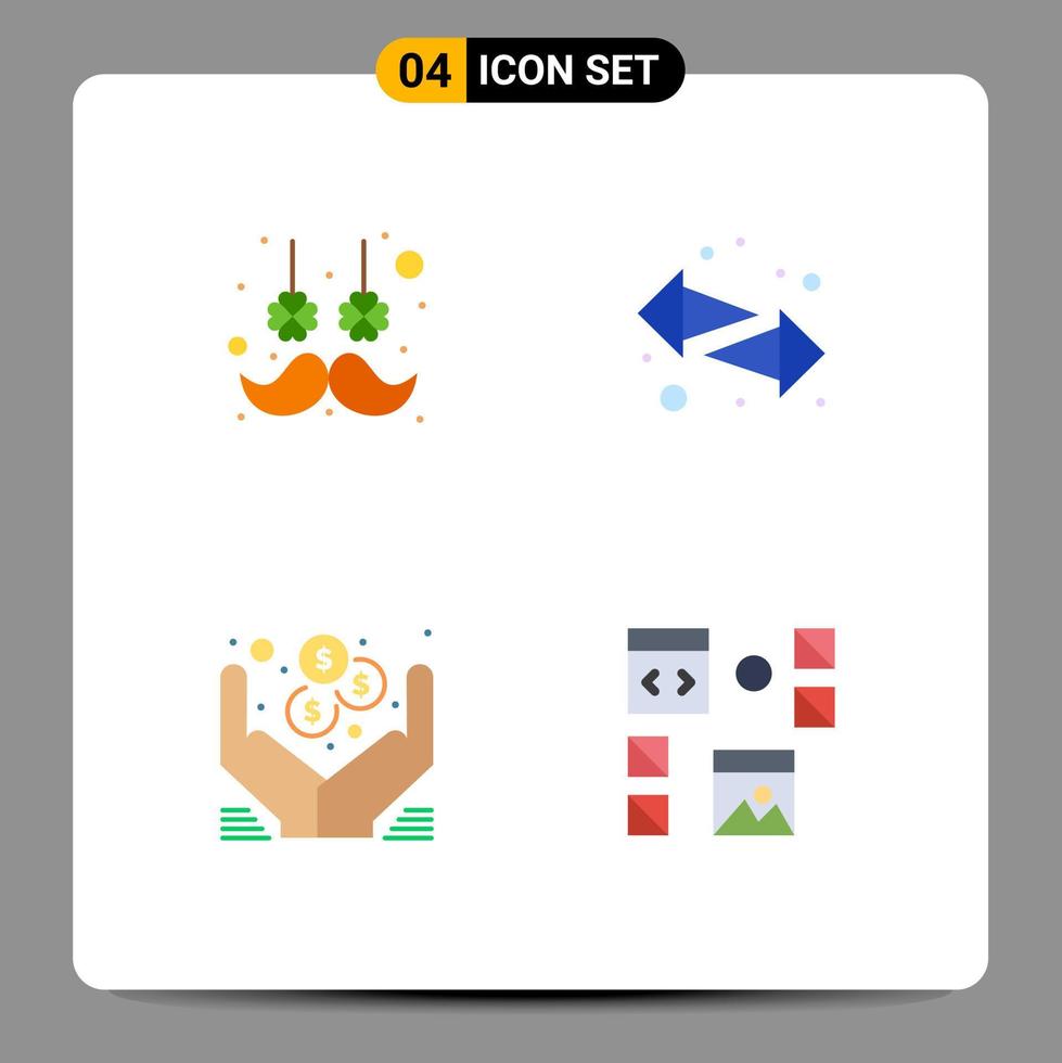 paquete de 4 signos y símbolos de iconos planos modernos para medios de impresión web como manos de vello facial flor izquierda elementos de diseño de vectores editables en línea