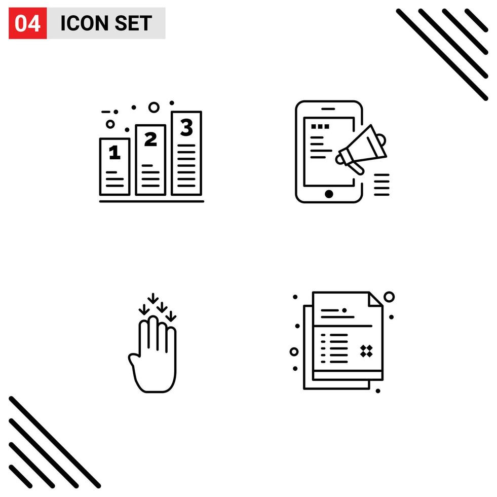 Pictogram Set of 4 Simple Filledline Flat Colors of bar mobile advertising processing digital campaign four Editable Vector Design Elements