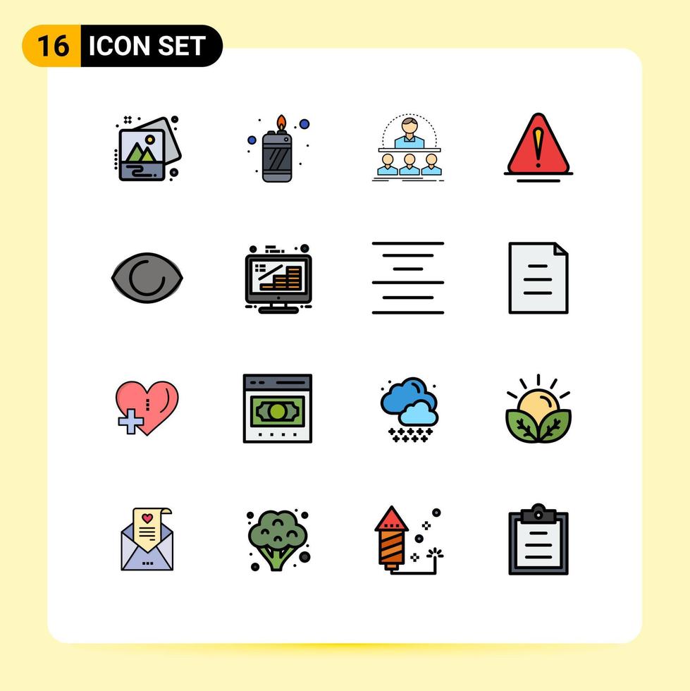 Set of 16 Modern UI Icons Symbols Signs for face logistic coach warning alert Editable Creative Vector Design Elements