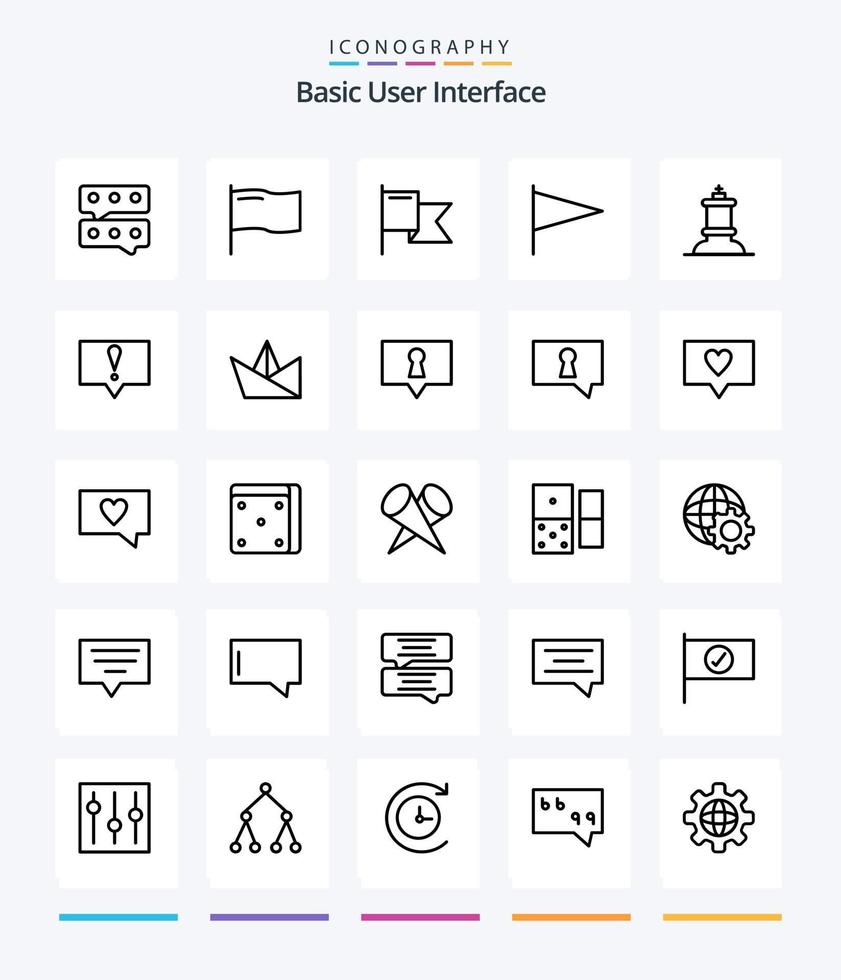 Creative Basic 25 OutLine icon pack  Such As secret. bubble. king. paper. hobby vector