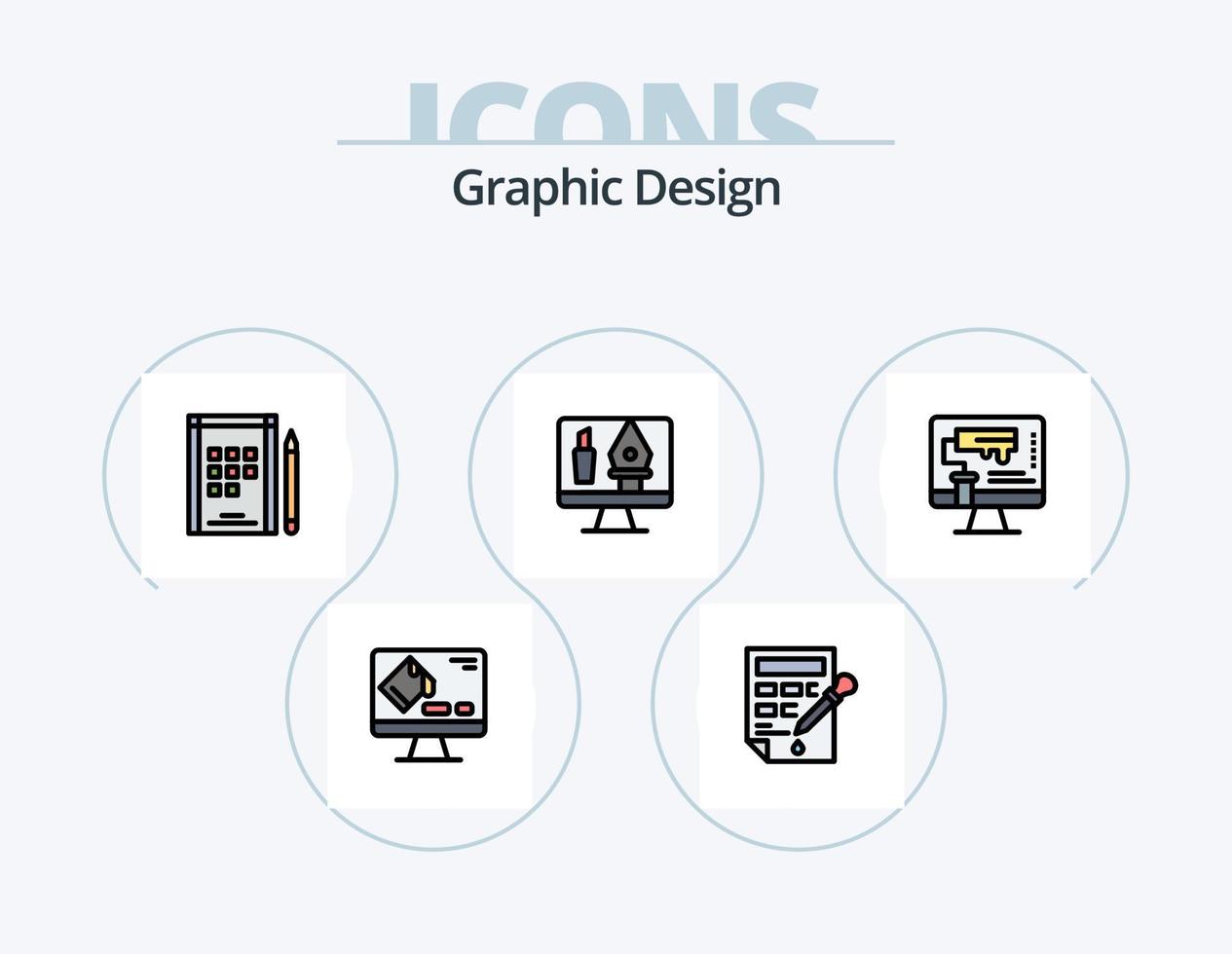 línea de diseño gráfico paquete de iconos llenos 5 diseño de iconos. diseño web . matemáticas . papel. mapa vector