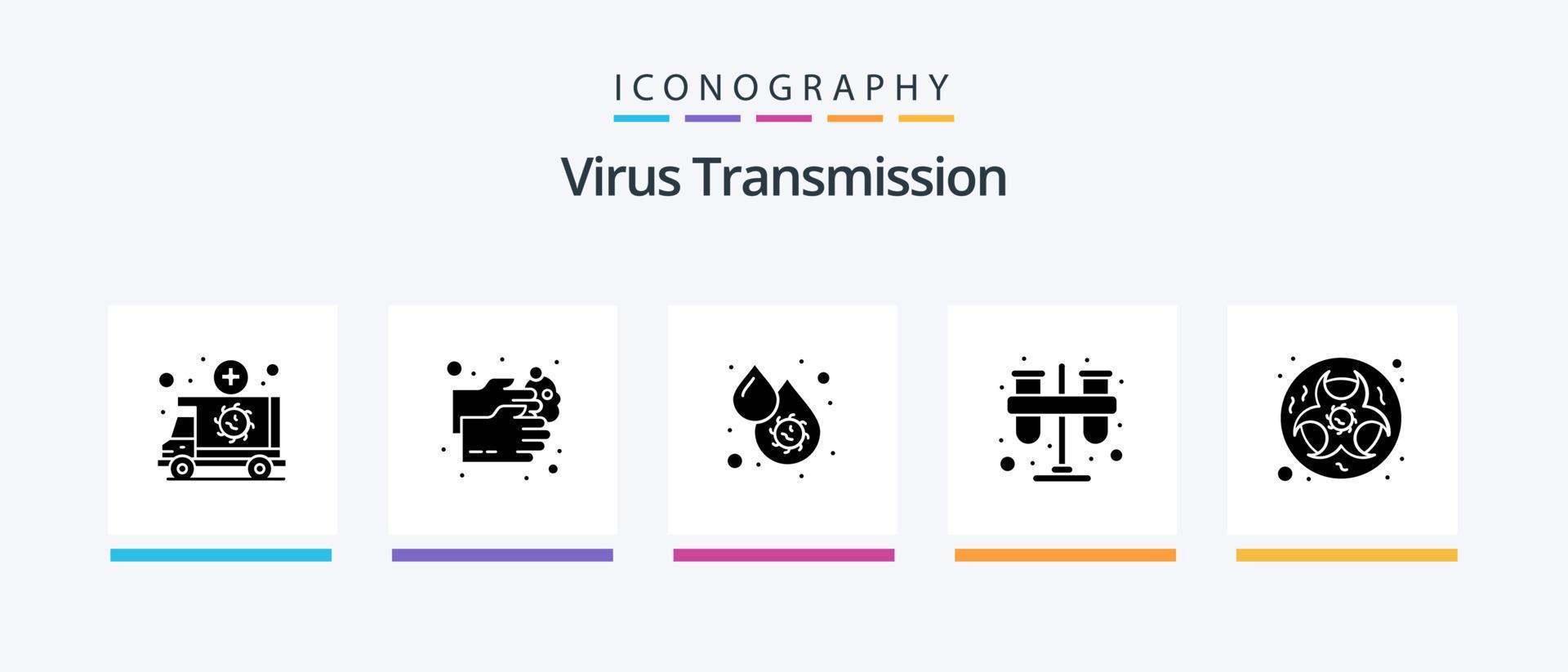 Virus Transmission Glyph 5 Icon Pack Including hazard. practicum. blood. lab. test. Creative Icons Design vector