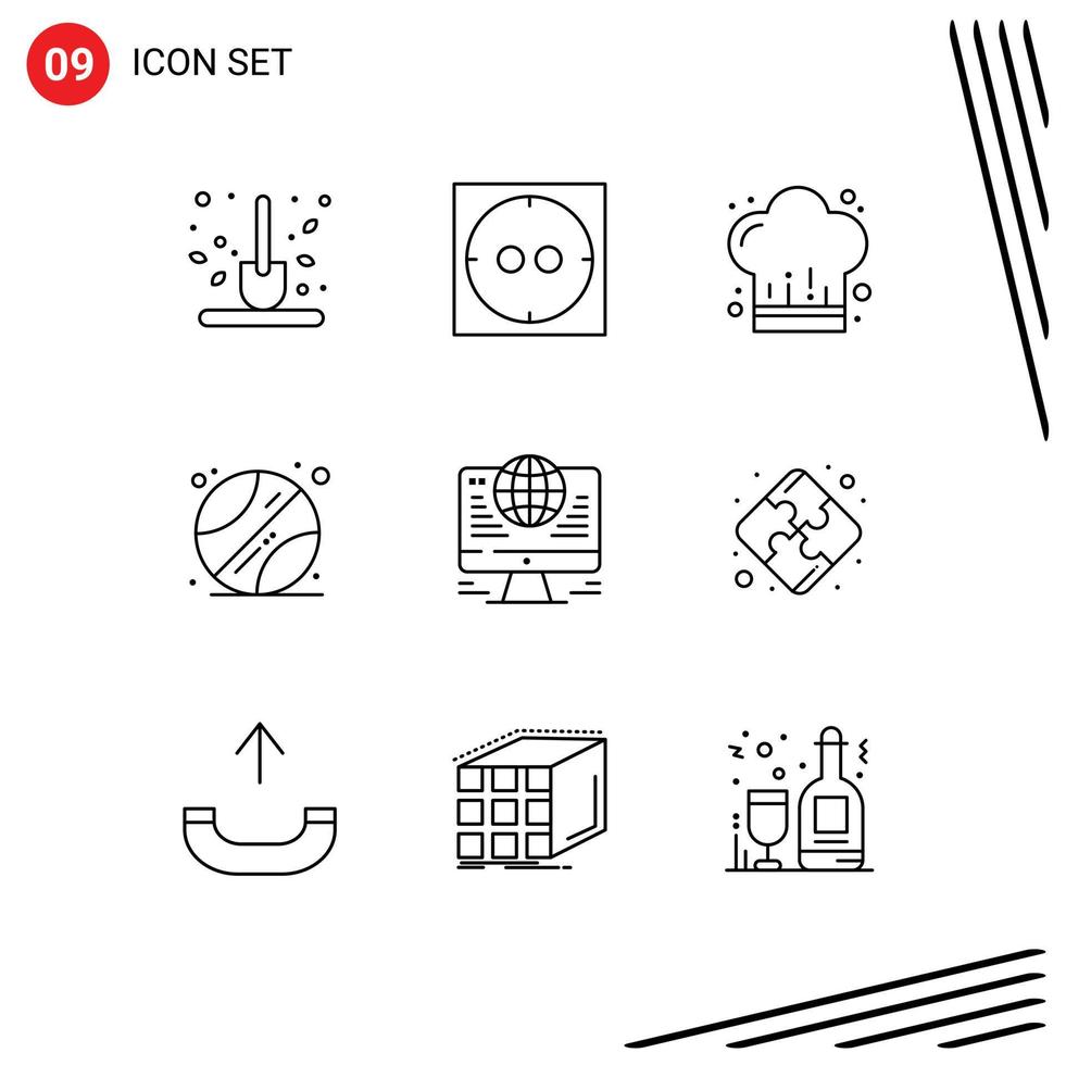 9 Universal Outlines Set for Web and Mobile Applications network connection cook computer school Editable Vector Design Elements