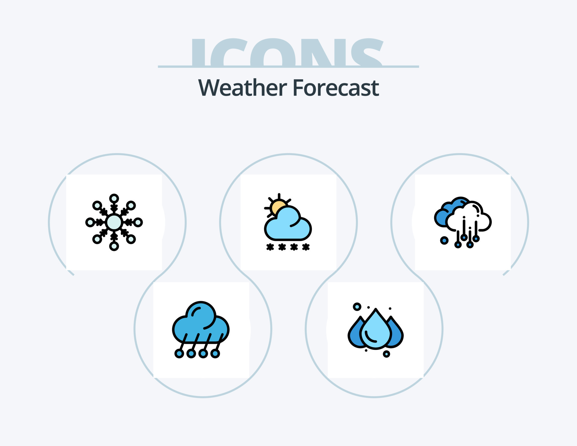 Weather Line Filled Icon Pack 5 Icon Design. . wind. rainy. weather