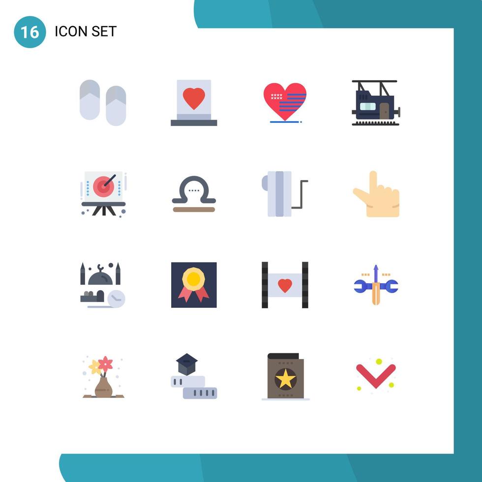 16 Universal Flat Color Signs Symbols of board transport passion train flag Editable Pack of Creative Vector Design Elements