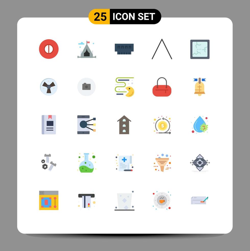 Modern Set of 25 Flat Colors Pictograph of radiation halloween gadget broken top Editable Vector Design Elements