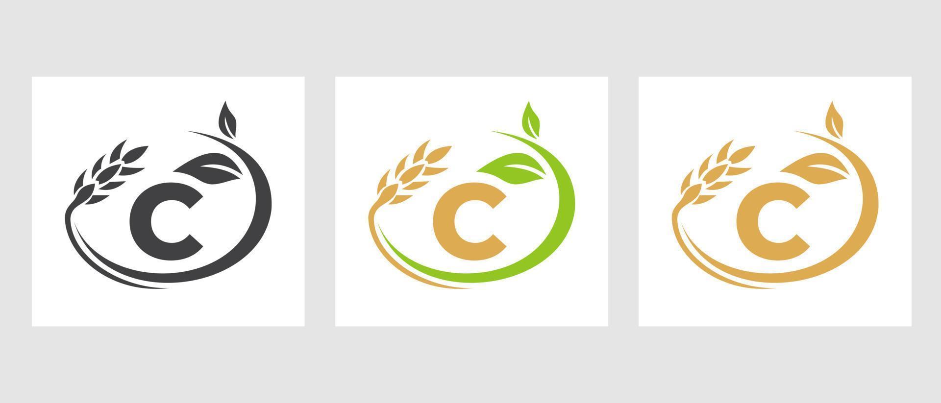 Letter C Agriculture Logo. Agribusiness, Eco-farm Design Template vector