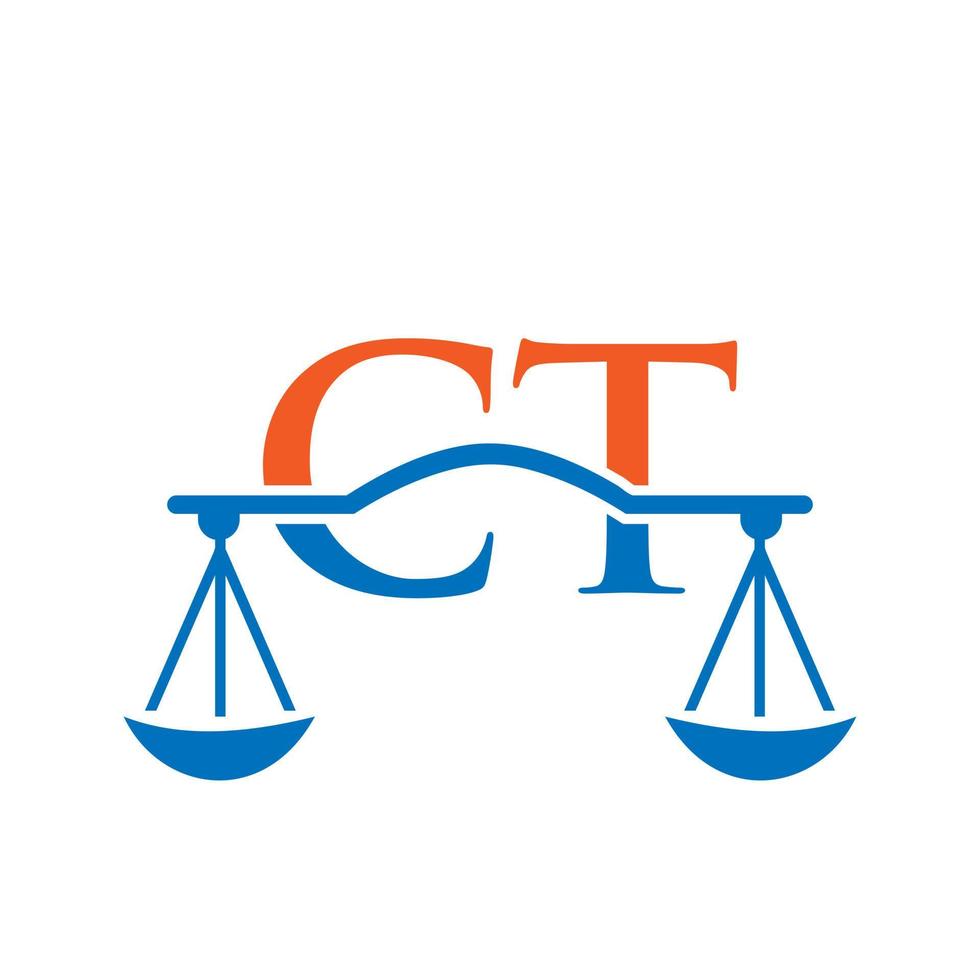 Letter CT Law Firm Logo Design For Lawyer, Justice, Law Attorney, Legal, Lawyer Service, Law Office, Scale, Law firm, Attorney Corporate Business vector