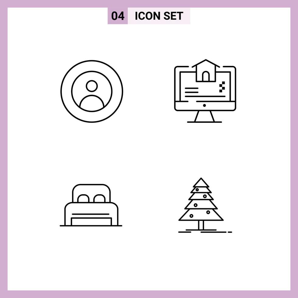 4 Creative Icons Modern Signs and Symbols of earth bed user real room Editable Vector Design Elements