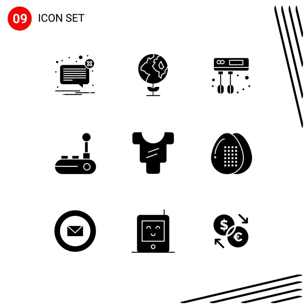 9 Thematic Vector Solid Glyphs and Editable Symbols of clothes baby cook joy pad joy pad Editable Vector Design Elements