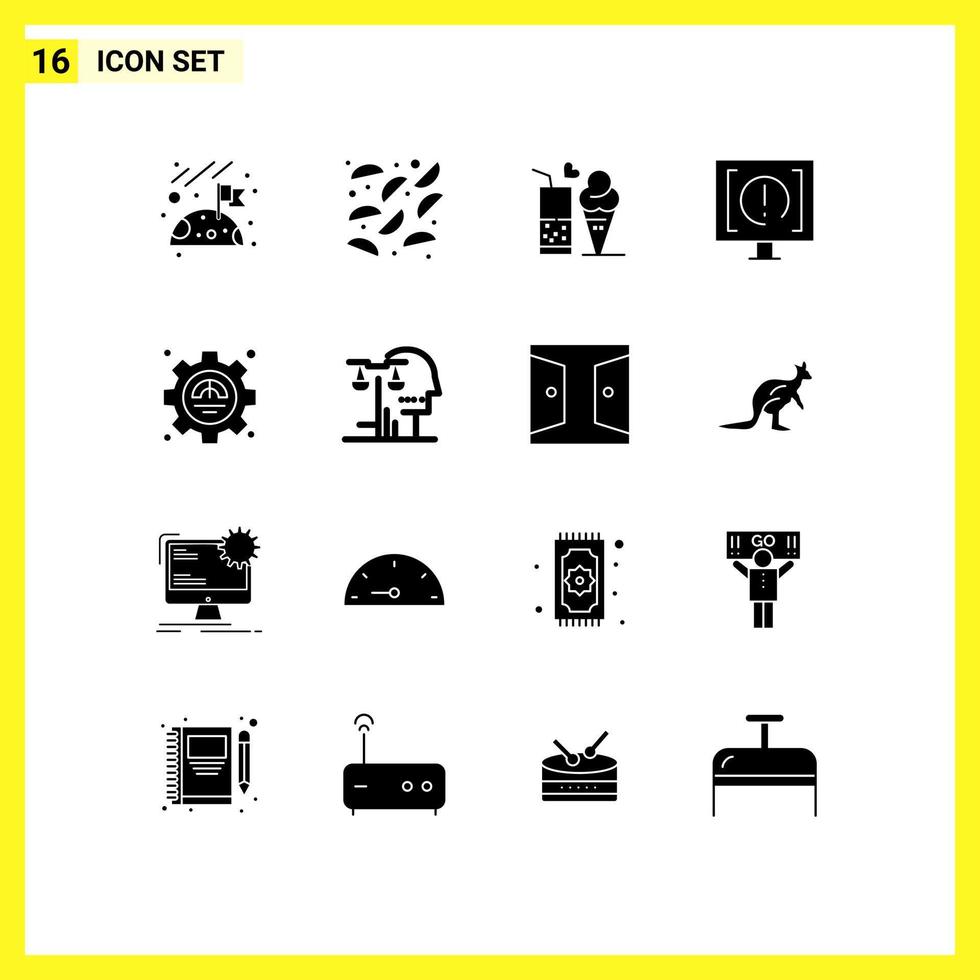 Pictogram Set of 16 Simple Solid Glyphs of excellency support glass service customer Editable Vector Design Elements