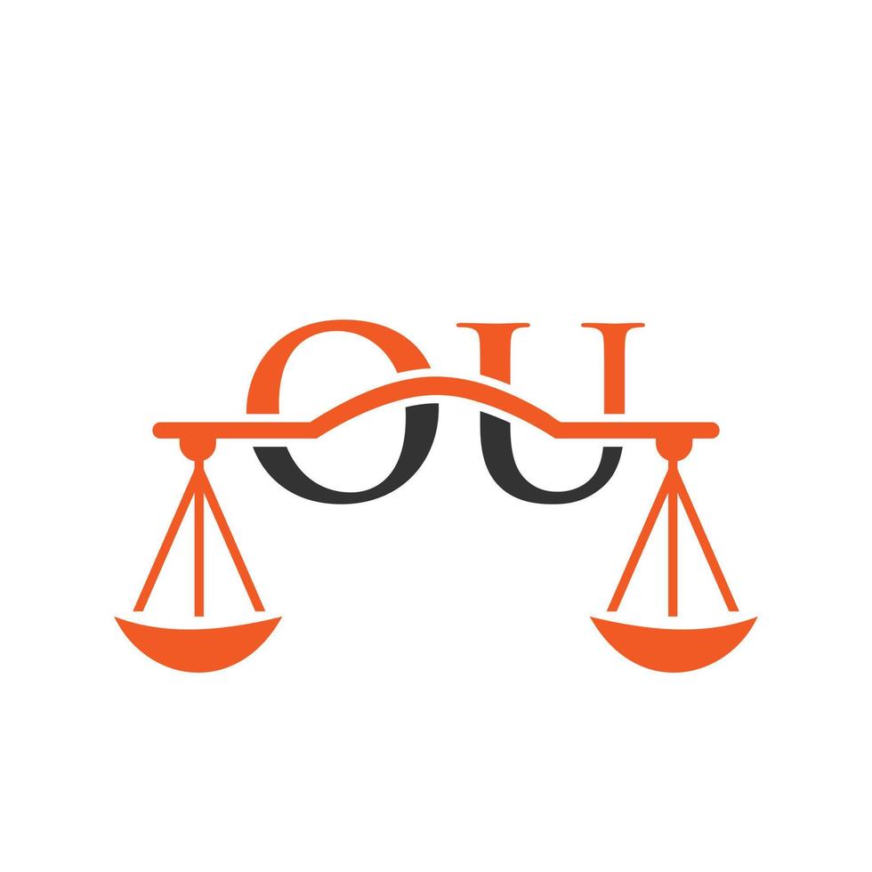 Letter OU Law Firm Logo Design For Lawyer, Justice, Law Attorney, Legal, Lawyer Service, Law Office, Scale, Law firm, Attorney Corporate Business vector