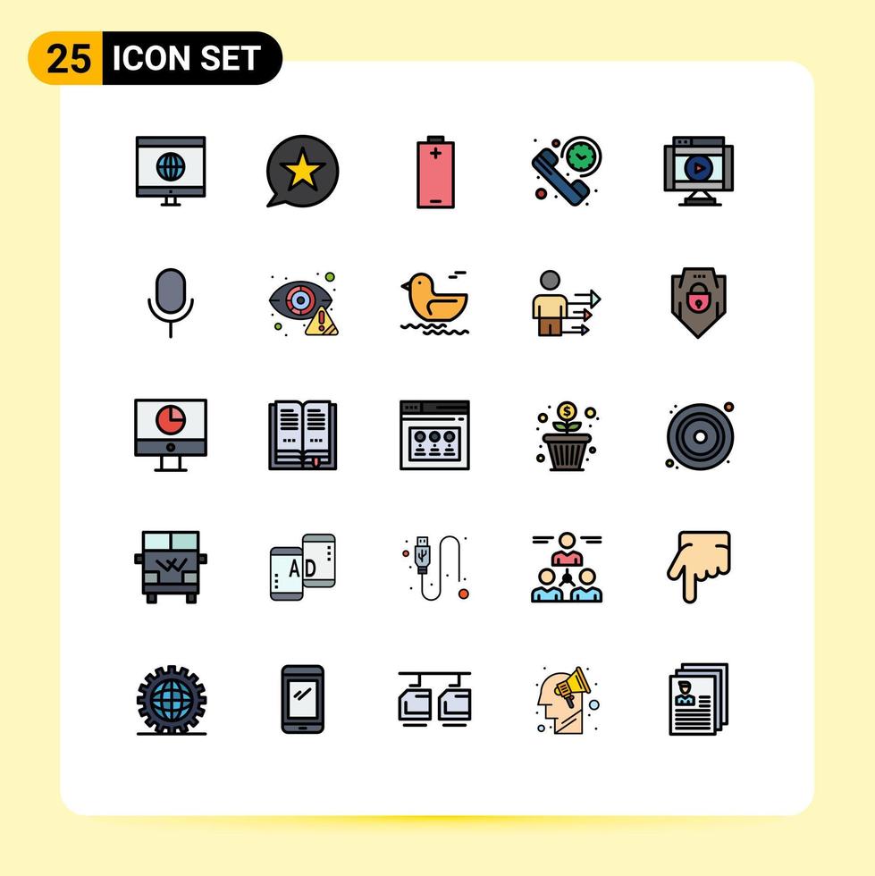 25 iconos creativos signos y símbolos modernos de resumen de Internet batería llamada telefónica elementos de diseño vectorial editables vector